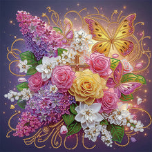 Load image into Gallery viewer, Flower Butterfly 40*40CM(Canvas) Partial Special Shaped Drill Diamond Painting