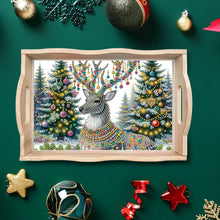 Load image into Gallery viewer, Diamond Painting Wooden Serving Tray Diamond Art Dining Plate (Christmas Elk)