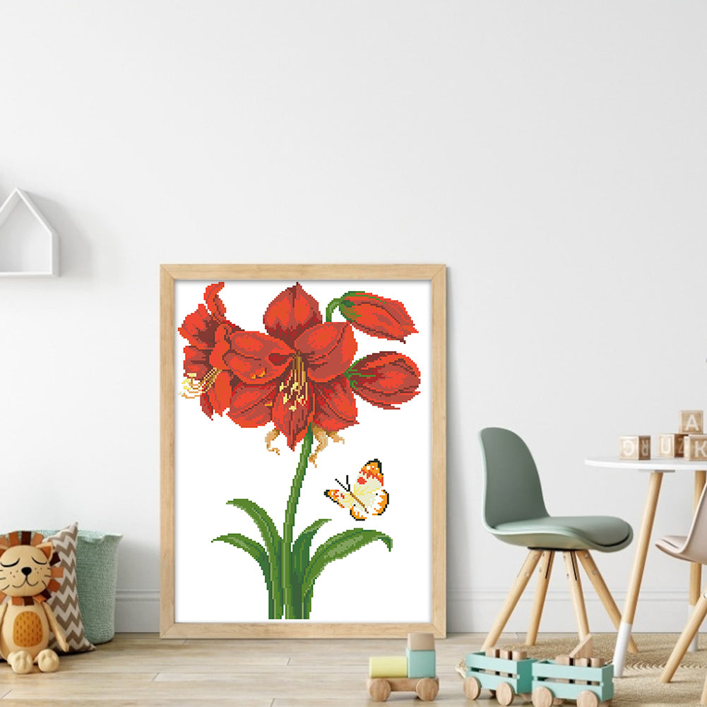 Attracting Butterflies - Partial 9CT Stamped Cross Stitch - Bead Embroidery 39x53CM/15.35x20.87in