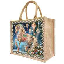 Load image into Gallery viewer, Christmas Horse DIY Diamond Painting Storage Bag Linen Tote Bag for Kids Adults