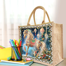 Load image into Gallery viewer, Christmas Horse DIY Diamond Painting Storage Bag Linen Tote Bag for Kids Adults