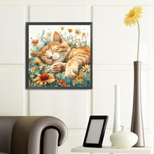 Load image into Gallery viewer, Orange Cat In Flower Garden 40*40CM(Canvas) Full Round Drill Diamond Painting