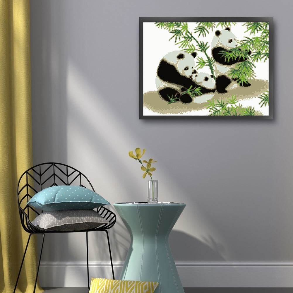 Panda - Partial 9CT Stamped Cross Stitch - Bead Embroidery 52x40CM/20.47x15.75in