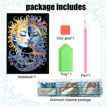 Load image into Gallery viewer, 50 Pages A5 Special Shaped Sun Moon Face 5D DIY Mosaic Drill Notebook Craft