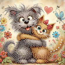 Load image into Gallery viewer, Friendly Cats And Dogs 30*30CM(Canvas) Partial Special Shaped Drill Diamond Painting
