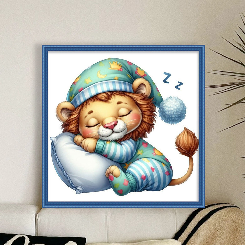 Sleeping Lion - Full 11CT Stamped Cross Stitch 40x40CM - Band