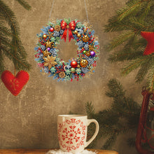Load image into Gallery viewer, Acrylic Special Shape Christmas Wreath Diamond Painting Art Pendants for Wall