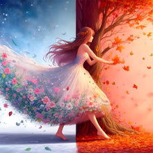 Load image into Gallery viewer, Yishu - Four Seasons Girl - 50*50CM 11CT 3 Stamped Cross Stitch