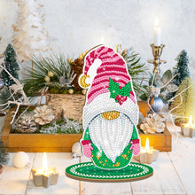 Load image into Gallery viewer, Christmas Goblin Special Shape Diamond Painting Desktop Decors (Pink Stripe Hat)