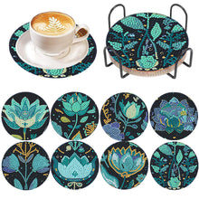 Load image into Gallery viewer, 8Pcs Wooden Flower Diamond Painting Coasters DIY Cup Coasters for Home Office