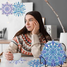 Load image into Gallery viewer, 8pcs DIY Snowflake Diamond Painting Coasters Kits for Adults Beginner Gifts