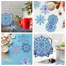 Load image into Gallery viewer, 8pcs DIY Snowflake Diamond Painting Coasters Kits for Adults Beginner Gifts