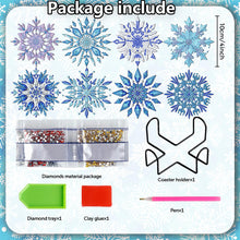 Load image into Gallery viewer, 8pcs DIY Snowflake Diamond Painting Coasters Kits for Adults Beginner Gifts