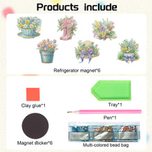 Load image into Gallery viewer, 6Pcs Flower DIY Diamond Painting Fridge Magnets Kit for Art Crafts Gift