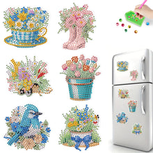 Load image into Gallery viewer, 6Pcs Flower DIY Diamond Painting Fridge Magnets Kit for Art Crafts Gift