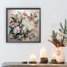 Load image into Gallery viewer, Butterfly And White Flower Calligraphy 30*30CM(Canvas) Partial Special Shaped Drill Diamond Painting