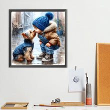 Load image into Gallery viewer, Little Boy Kisses Puppy 40*40CM(Canvas) Full Round Drill Diamond Painting