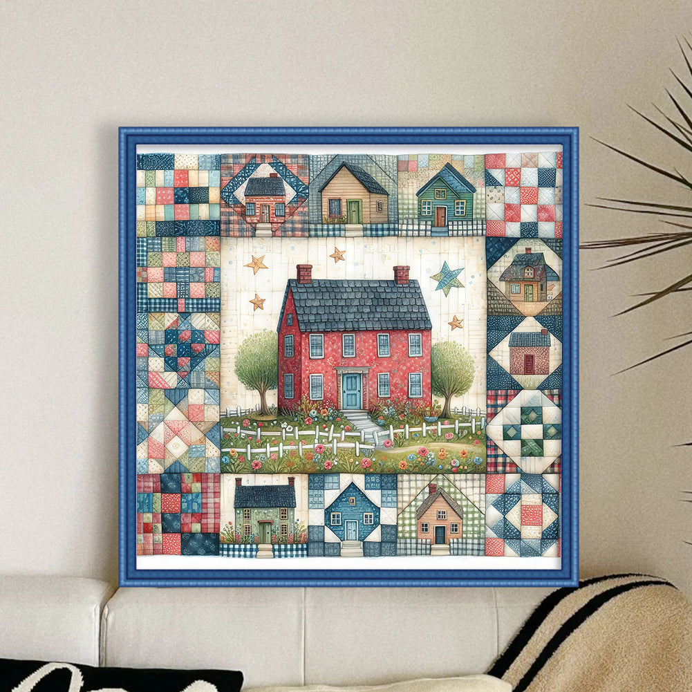 Red Cabin - Full 11CT Stamped Cross Stitch 50x50CM - Huacan