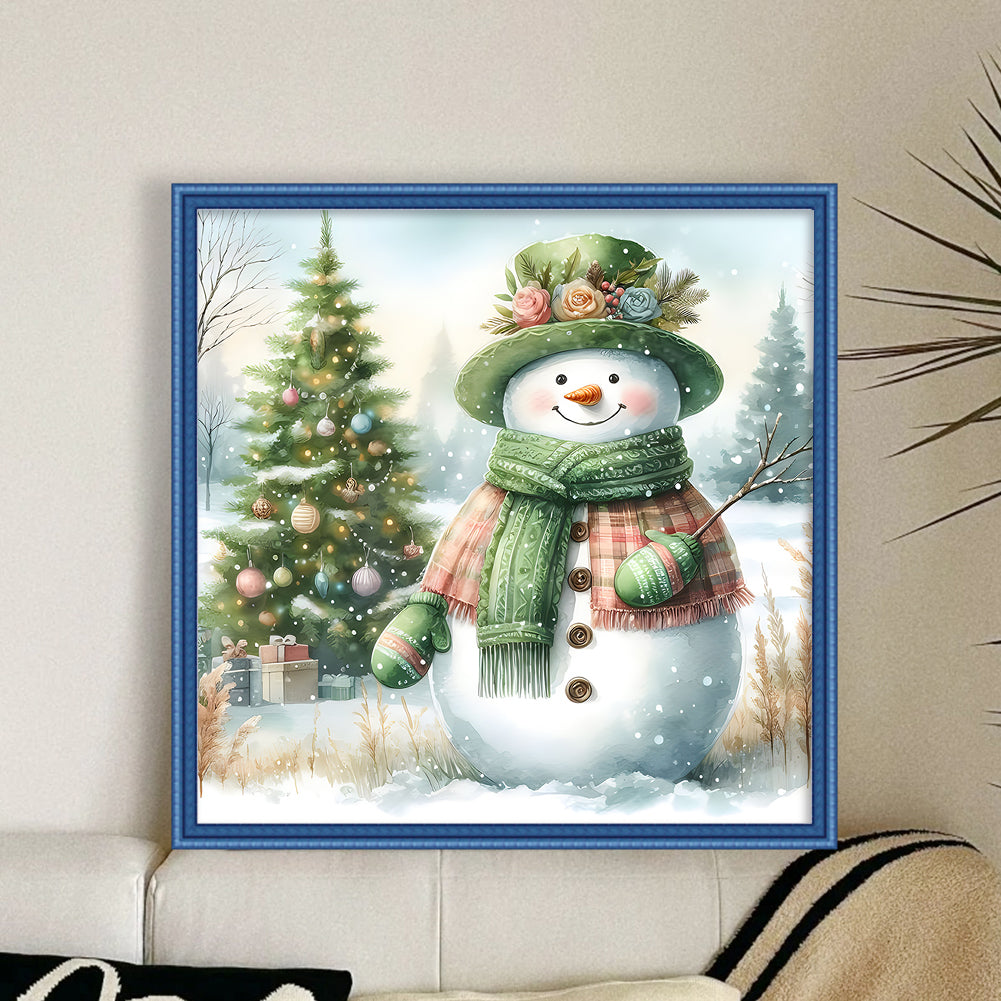 Christmas Snowman - Full 11CT Counted Cross Stitch 40x40CM - Huacan