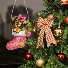 Load image into Gallery viewer, Acrylic Special Shaped Christmas Stocking Dachshund Hanging Diamond Kits Decor