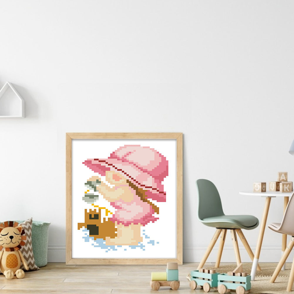 Four Seasons Baby - Summer - Partial 9CT Stamped Cross Stitch - Bead Embroidery 17x20CM/6.69x7.87in