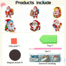 Load image into Gallery viewer, Christmas 6Pcs Acrylic Santa Claus Diamond Painting Fridge Stickers for Fridge Whiteboards