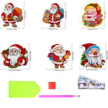 Load image into Gallery viewer, Christmas 6Pcs Acrylic Santa Claus Diamond Painting Fridge Stickers for Fridge Whiteboards