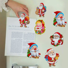 Load image into Gallery viewer, Christmas 6Pcs Acrylic Santa Claus Diamond Painting Fridge Stickers for Fridge Whiteboards