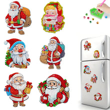 Load image into Gallery viewer, Christmas 6Pcs Acrylic Santa Claus Diamond Painting Fridge Stickers for Fridge Whiteboards