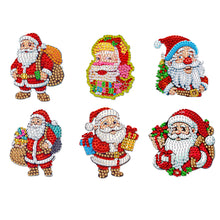 Load image into Gallery viewer, Christmas 6Pcs Acrylic Santa Claus Diamond Painting Fridge Stickers for Fridge Whiteboards
