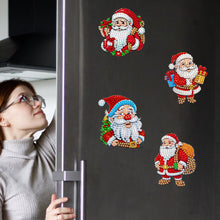Load image into Gallery viewer, Christmas 6Pcs Acrylic Santa Claus Diamond Painting Fridge Stickers for Fridge Whiteboards