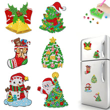 Load image into Gallery viewer, Christmas 6Pcs Acrylic Xmas Snowman Diamond Painting Fridge Stickers for Home Decor