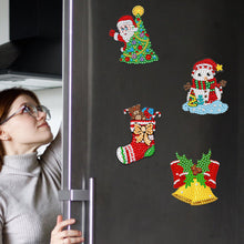 Load image into Gallery viewer, Christmas 6Pcs Acrylic Xmas Snowman Diamond Painting Fridge Stickers for Home Decor