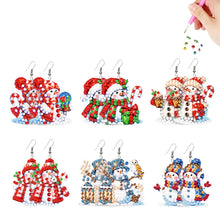 Load image into Gallery viewer, 6 Pairs Double Sided Christmas Snowman Diamond Painting Earrings Jewelry