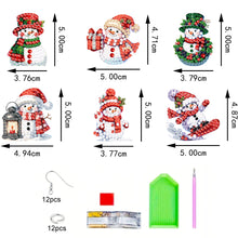 Load image into Gallery viewer, 6 Pairs Double Sided Christmas Snowman Diamond Painting Earrings Jewelry