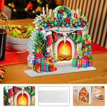 Load image into Gallery viewer, Acrylic Christmas Fireplace Double Sided Diamond Painting Paper Towel Holder