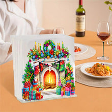 Load image into Gallery viewer, Acrylic Christmas Fireplace Double Sided Diamond Painting Paper Towel Holder