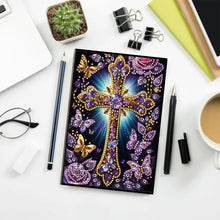Load image into Gallery viewer, 5D Diamond Painting Notebook 50 Pages A5 Diamond Art Diary Book (Purple Cross)