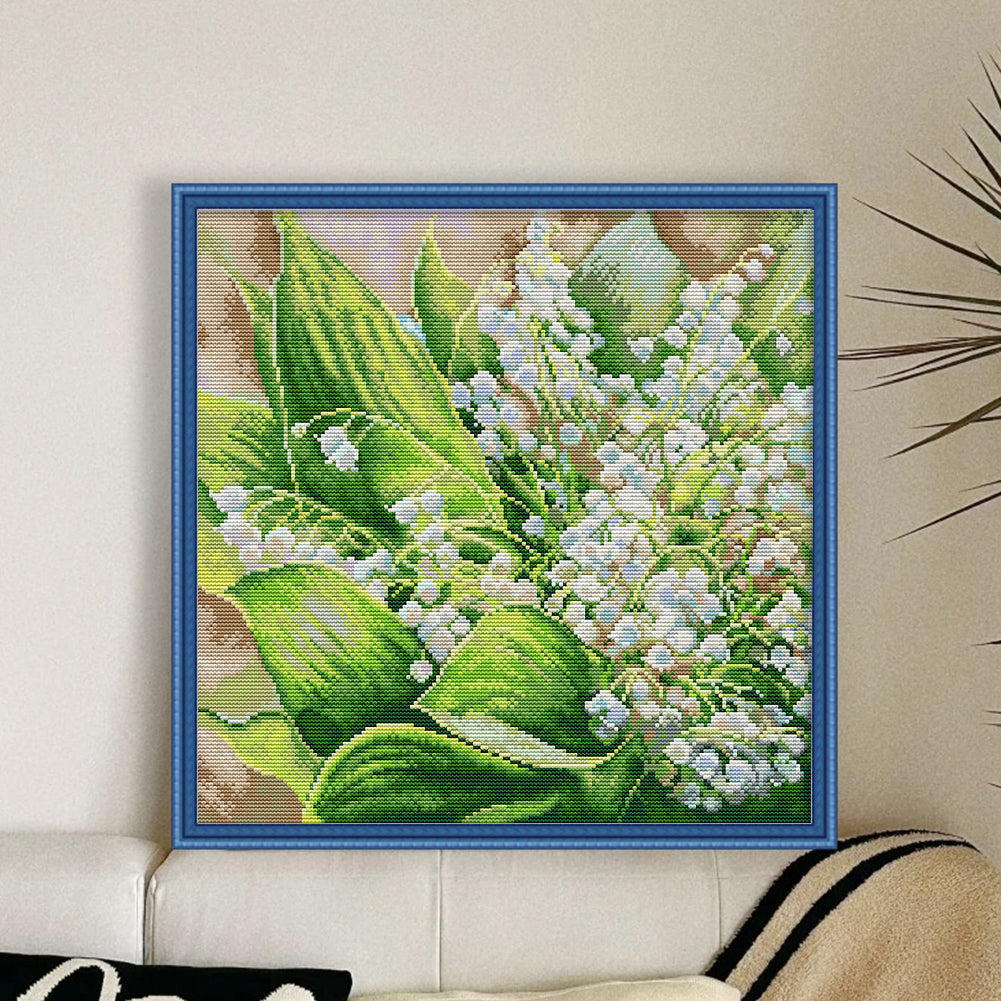 Lily Of The Valley - Full 14CT Stamped Cross Stitch 37x37CM - Joy Sunday