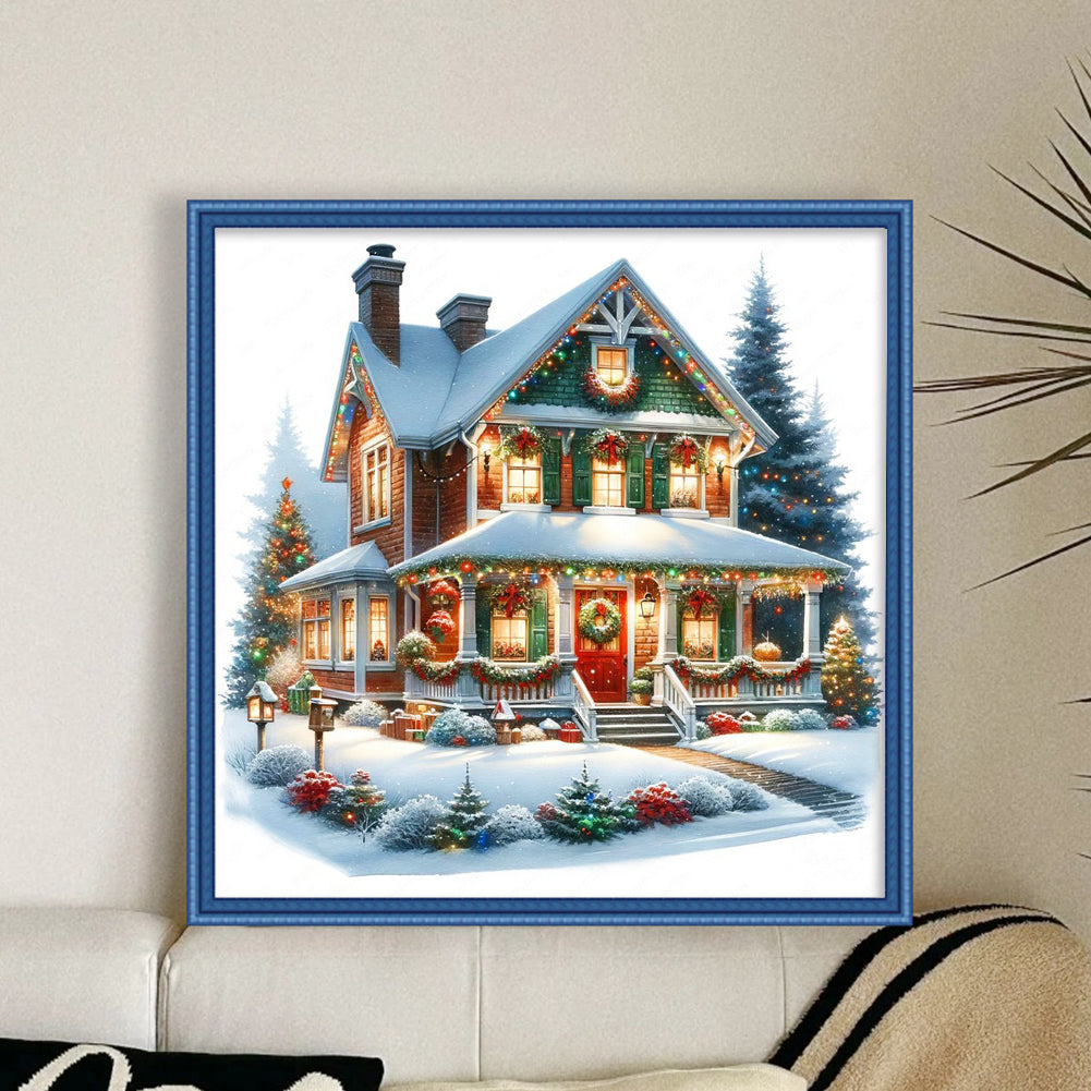 Christmas Cabin - Full 11CT Counted Cross Stitch 50x50CM - Huacan
