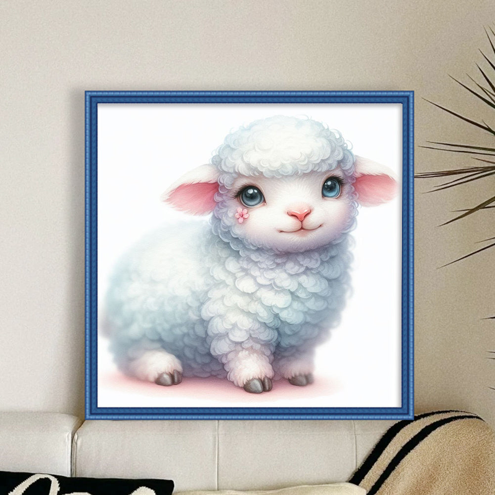 Cute Sheep - Full 18CT Stamped Cross Stitch 20x20CM - Huacan