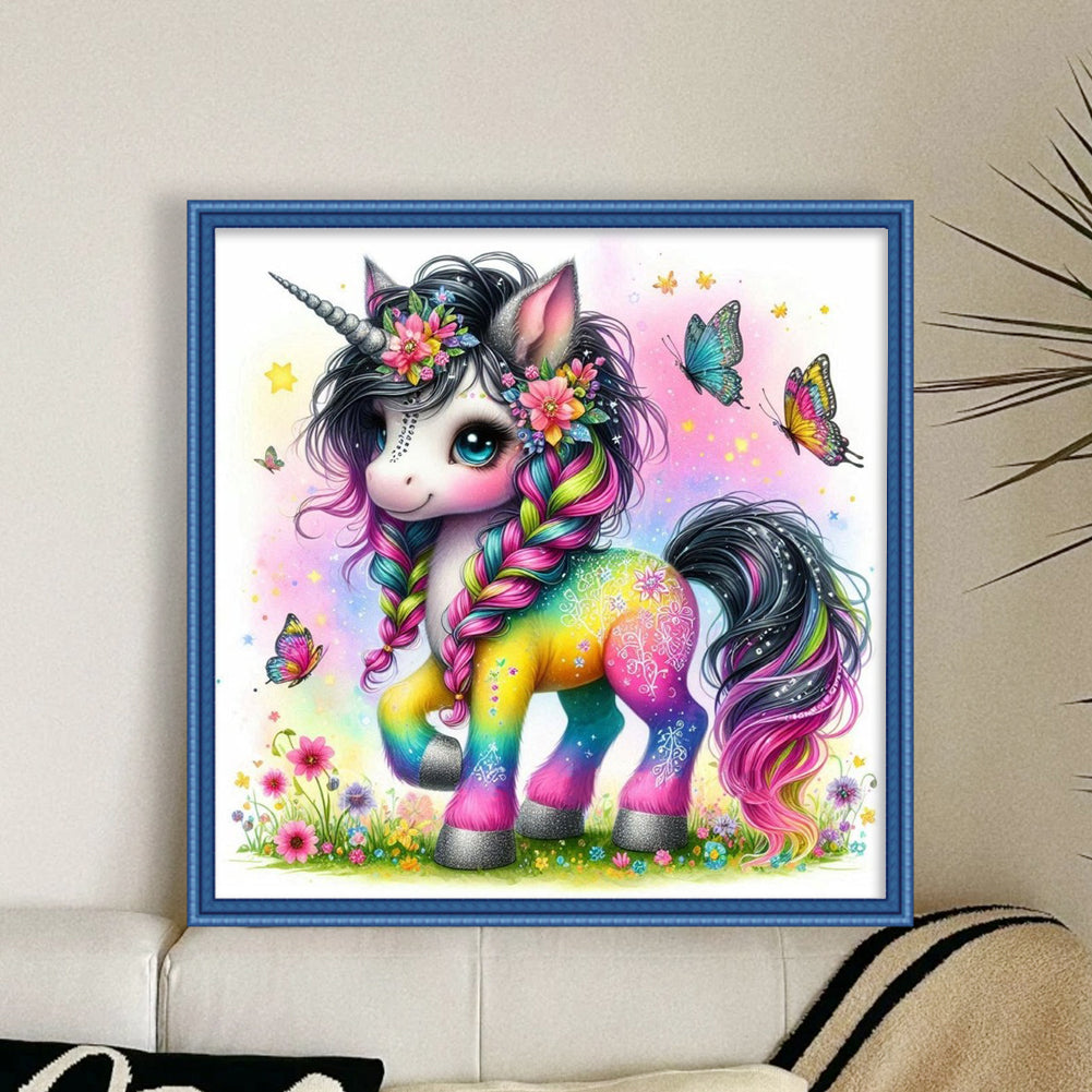 Colorful Unicorn - Full 14CT Counted Cross Stitch 40x40CM - Yishu