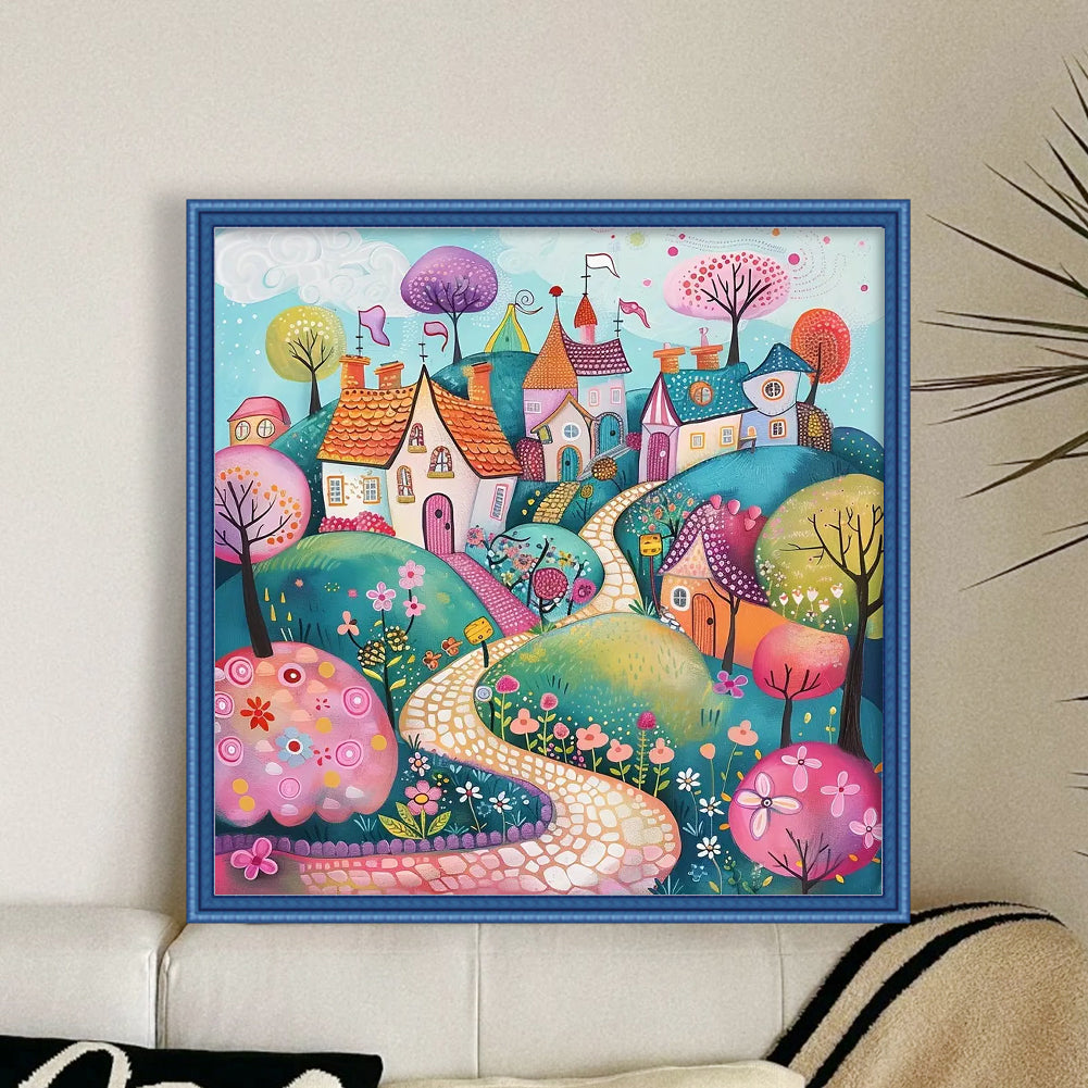 Colorful Houses - Full 14CT Counted Cross Stitch 40x40CM - Huacan