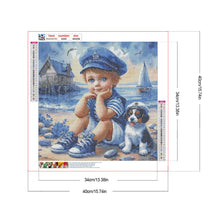 Load image into Gallery viewer, Boy And Dog By The Sea 40*40CM(Canvas) Full Round Drill Diamond Painting