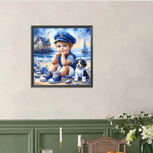 Load image into Gallery viewer, Boy And Dog By The Sea 40*40CM(Canvas) Full Round Drill Diamond Painting