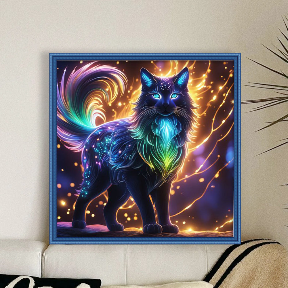 Magic Cat - Full 11CT Stamped Cross Stitch 50x50CM - Yishu