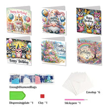 Load image into Gallery viewer, 6PCS DIY Birthday Wishes Diamond Art Greeting Cards Congratulations Cards & Gift