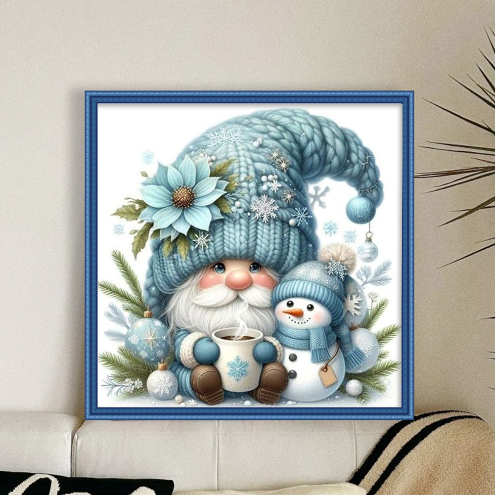 Blue Dryad And Snowman - Full 11CT Counted Cross Stitch 40x40CM - Huacan
