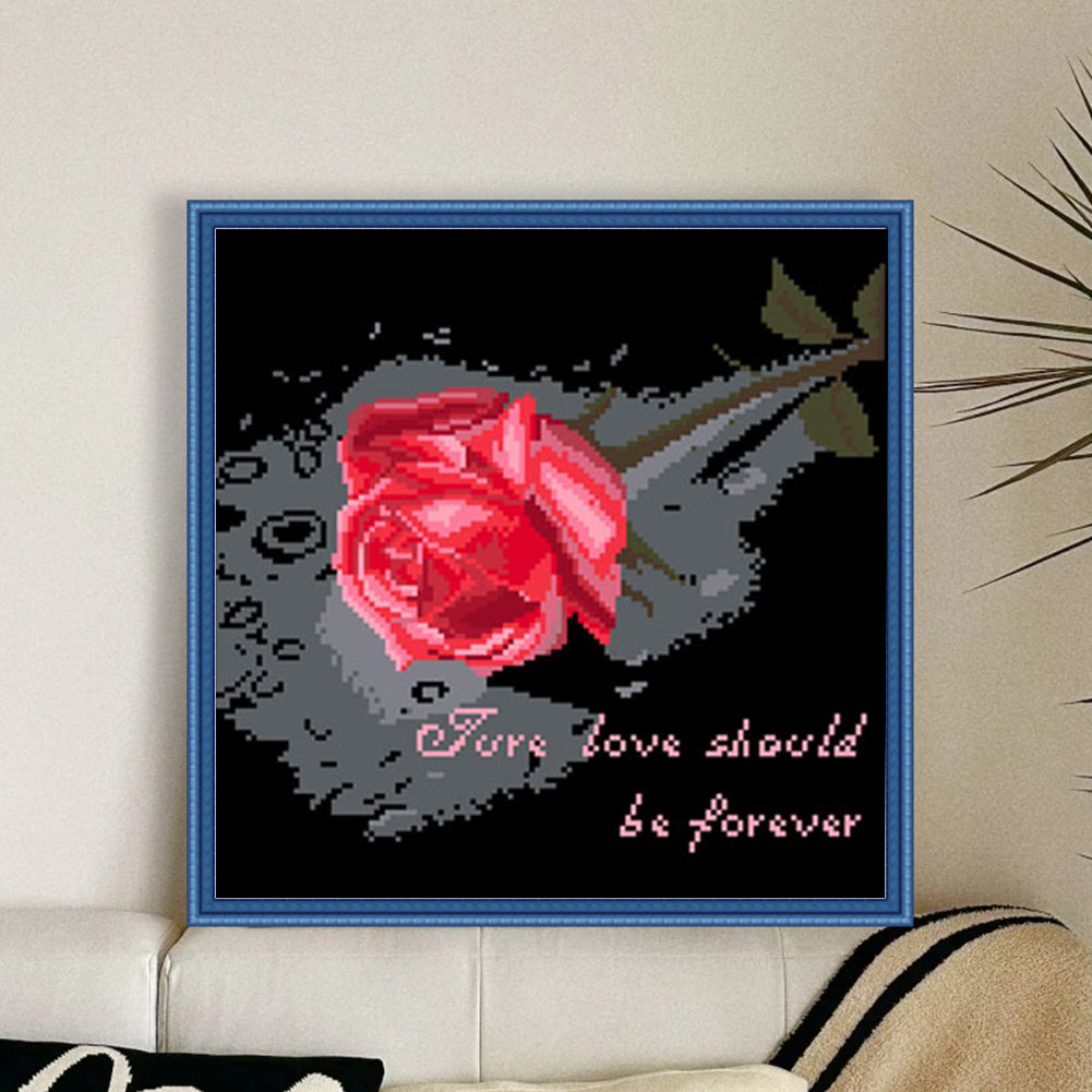Language of Flowers - Full 9CT Stamped Cross Stitch - Bead Embroidery 35x35CM/13.78x13.78in