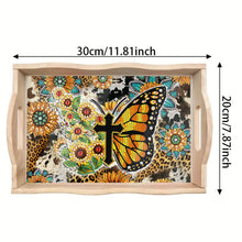 Load image into Gallery viewer, Wooden Butterfly Diamond Painting Tray Art Craft with Handle for Home Decoration